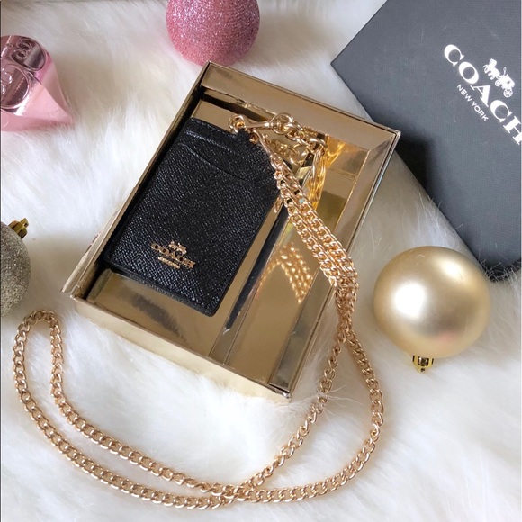 Coach Accessories - Coach NWT Black Lanyard Card Holder in Gift Box 🎁